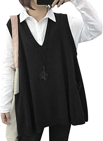 Amazon.com: YESNO WM9 Women Casual Cute Sweater Vest Loose Swing .