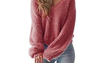 Amazon.com: Clearance Women's Pullover Sweaters Long Sleeve V Neck .