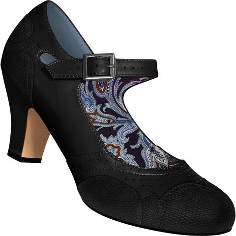 Aris Allen Women's Black Mary Jane Dance Shoes with Black Faux .