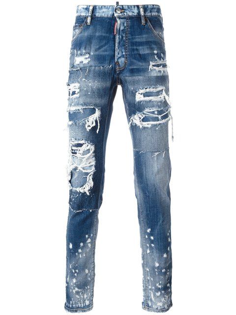 Dsquared2 Glamhead Layered Distressed Jeans | ModeSens | Mens .