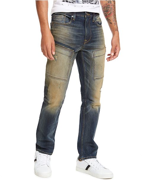 Sean John Men's Striker Athletic-Tapered Fit Stretch Destroyed .