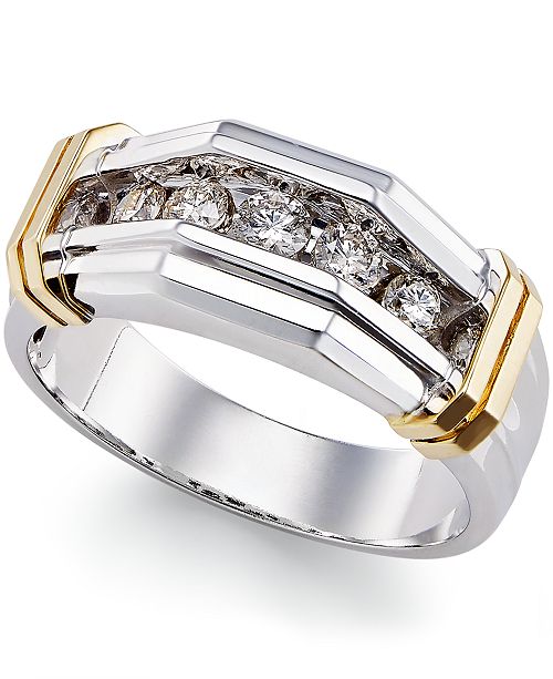 Macy's Men's Diamond Ring (1/2 ct. t.w.) in 10k Gold and White .