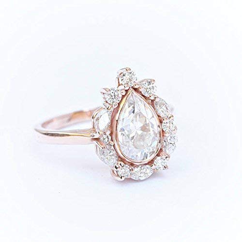 Amazon.com: Pear Moissanite & Diamonds, Unique Engagement Rings .