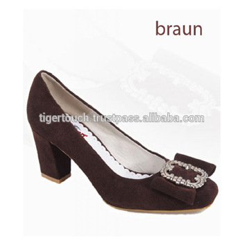 Dirndl Shoes,Women Suede Leather Shoes Trachten,Bavarian Shoes .