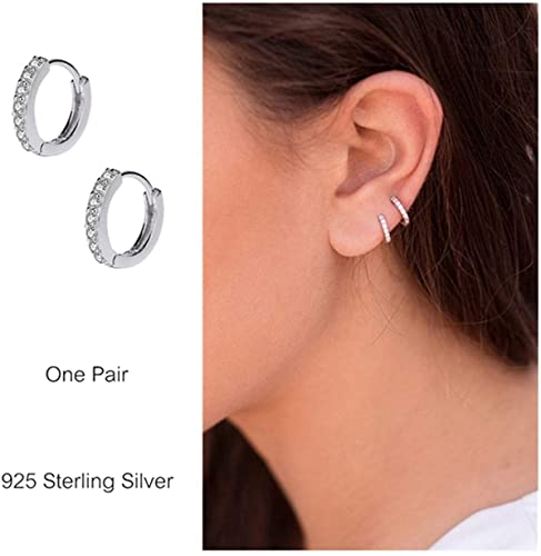 Amazon.com: 925 Sterling Silver Small Hoop Earrings Cubic Zirconia .