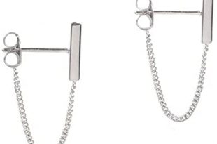 Amazon.com: Minimalist Bar Earrings with Chain Dangle Earrings 925 .