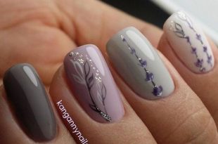 Lavender-Grey | Easy Spring Nail Designs for Short Nails | Floral .