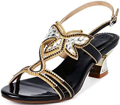 Amazon.com | YooPrettyz Women Evening Heels Embellished Stud .