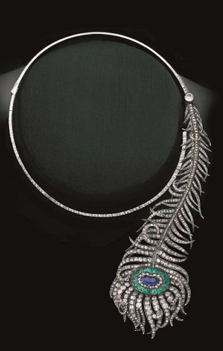 An important peacock feather necklace by Boucheron with Royal .