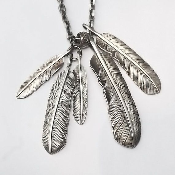 Sterling silver feather pendant Native American Indian | Etsy .