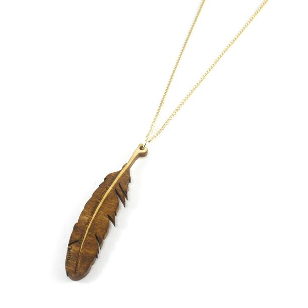 feather necklace by Wolf and Moon | Feather necklaces, Wood jewele