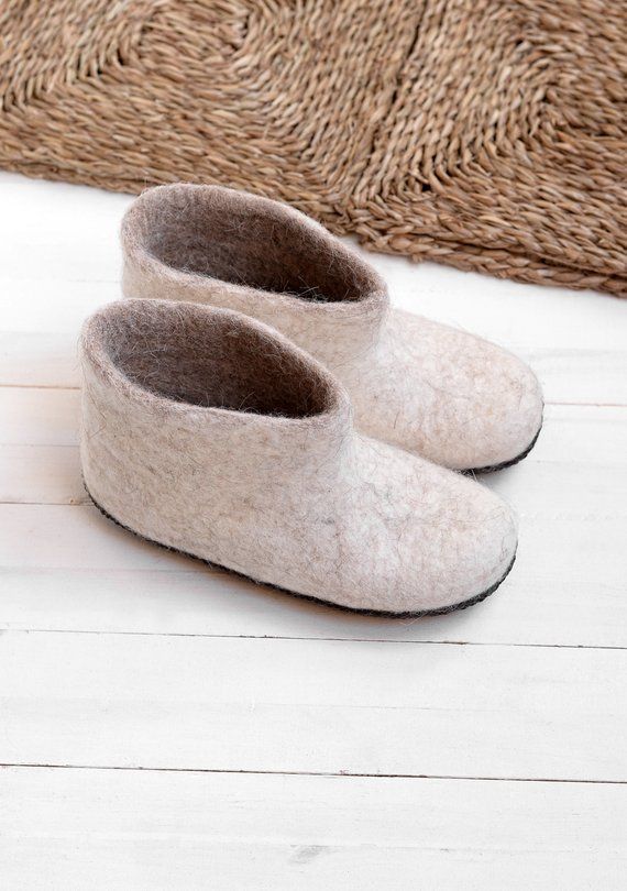 White felt boots from wool- ecofriendly slippers- hygge boots .