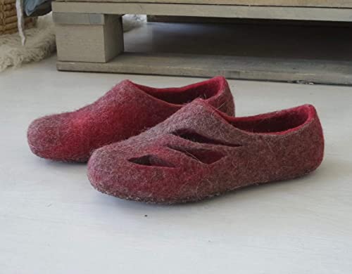 Amazon.com: Felt slippers red Women Woolen Clogs Winter Shoes .