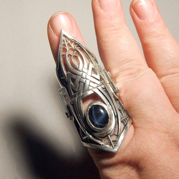 WOW. Celtic Spider Design Silver Hinged Full Finger Ring by etsy .