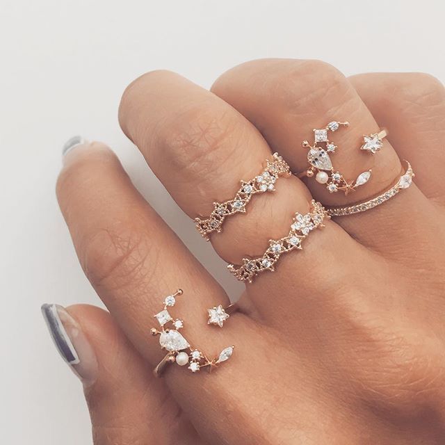 Pretty dreamer rings | cute jewelry | moon sparkle | star shine .