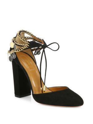 Flamenco Embellished Suede Block-heel Pumps In Black | Block heels .