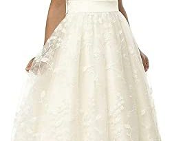 Amazon.com: A line Wedding Pageant Lace Flower Girl Dress with .