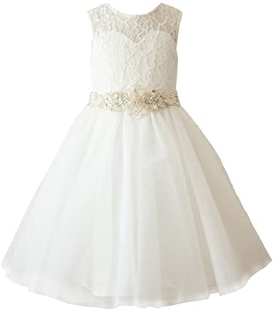 Amazon.com: Miama Ivory Lace Tulle Wedding Flower Girl Dress .