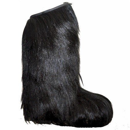 Regina womens Knee High BLACK long hair fur boot - Alpine Accessori