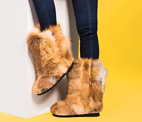 Amazon.com: Brown Fox Fur Winter Boots For Women: Handma