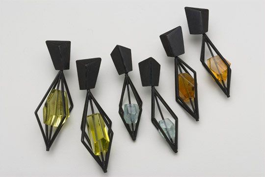 Geometric Framed Gemstone Jewelry by Daphne Krinos | Сережки .