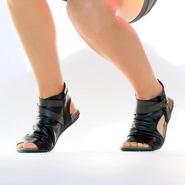 Women's ("Sparta") Black Designer Sandals by Bernard DE WULF