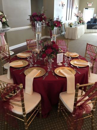 90+ Glamorous Burgundy Wedding | Wedding table linens, Wedding .