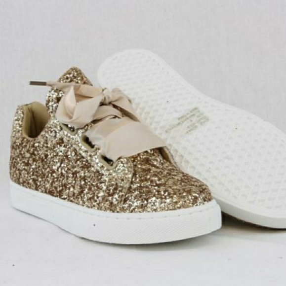 forever link Shoes | Women Sequin Glitter Sneakers Gold Size 8 .