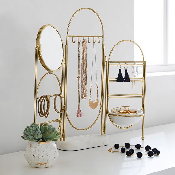 Marble and Gold Jewelry Holder Screen | Jewellery storage, Jewelry .