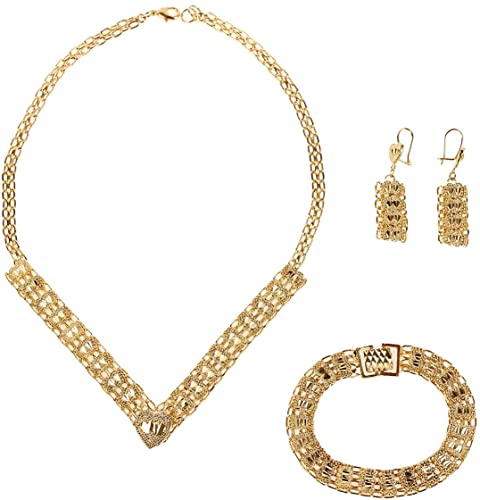 Amazon.com: Yidan Dubai Heart Bracelet Necklace Earring Gold .