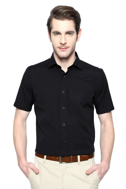 Van Heusen Shirts, Black Stretch Half Sleeve Shirt for Men at .