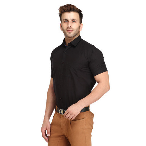 Men theFitSquare Black Half Sleeve Linen Shirt, Rs 345 /piece .