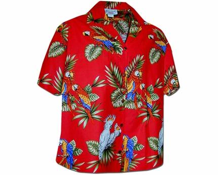 Macaws and Cockatoos Red Women's Hawaiian Shirt - AlohaFunWear.c