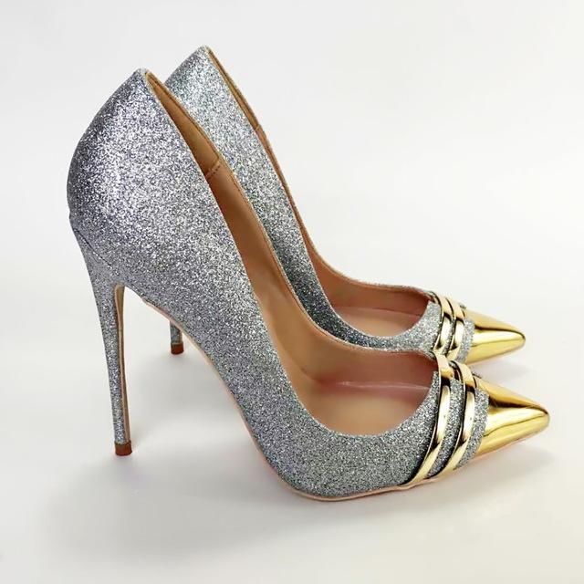 Keshangjia new sexy women's silver high heels ladies high heels .