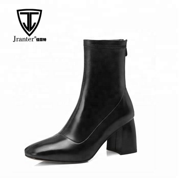 Square Toe Thick Block Heel Ankle Boots For Women - Buy Ladies .