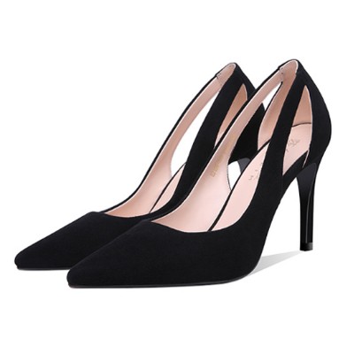 Women Black High Heels, Classic Pointed Toe Stiletto High-heel .
