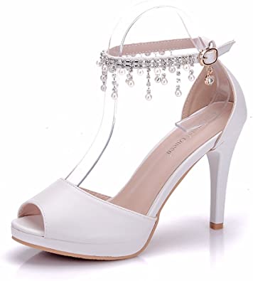 Amazon.com | VINEIL Peep Toe Women Ankle Strap High Heels Sandals .