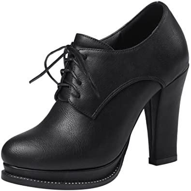 Amazon.com | Latasa Womens Lace Up Oxford High Heels | Oxfor