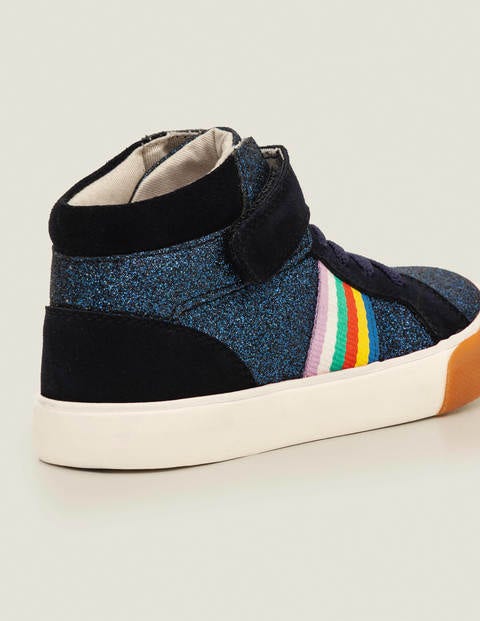 Elasticated Lace High Tops - Navy Blue Glitter | Boden