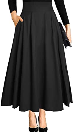 Ranphee Women's Ankle Length High Waist A-line Flowy Long Maxi .