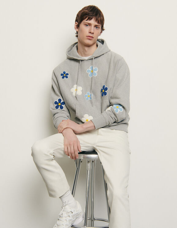 Hoodie with embroidered patch - Sweatshirts | Sandro Par