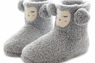 Women Slipper Boots Cozy Plush Animal Indoor Slippers Soft Sole .