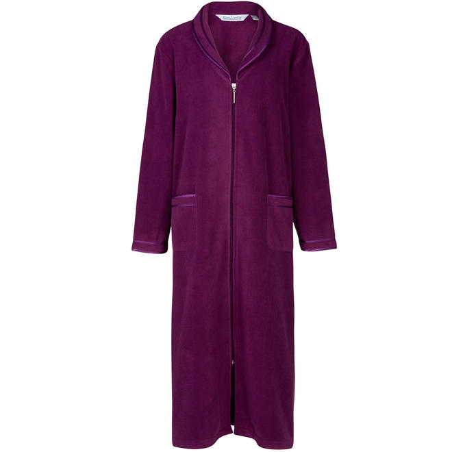 Slenderella Purple 46" Long Sleeve Zip Up Housecoat Robe HC63
