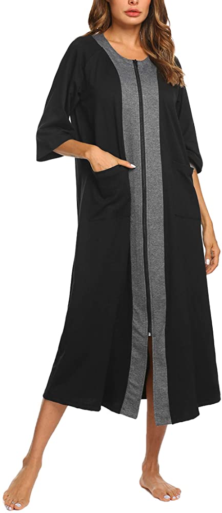 Ekouaer Women's Sleepwear Robe With Pockets Plus Size Maxi Lounger .