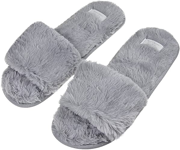 Amazon.com | Fashion Indoor Warm Fleece Slide On Slippers, Womens .