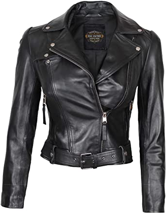 Premium Lambskin Leather Jacket Women - Genuine Leather Motorcycle .