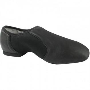 Dance Class Girls Black Leather Neoprene Split-Sole Jazz Shoes 8 .