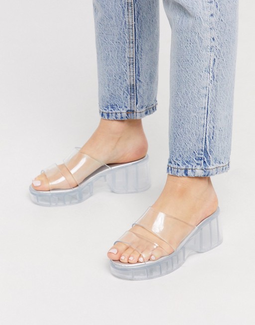 ASOS DESIGN Favorite chunky double strap 90s jelly sandals in .