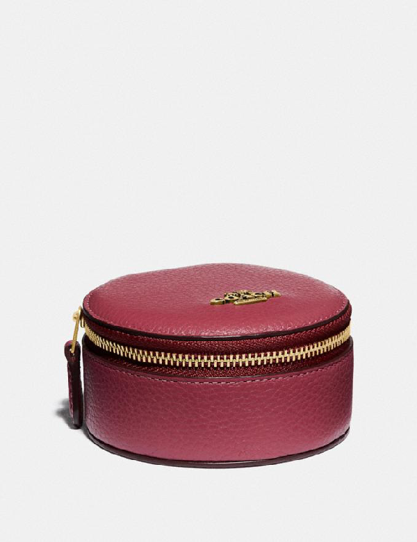 Coach Round Jewelery Case - Women's In Brass/dusty Pink | ModeSe