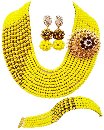 Amazon.com: Nigerian Wedding African Beads Yellow and Gold Plated .